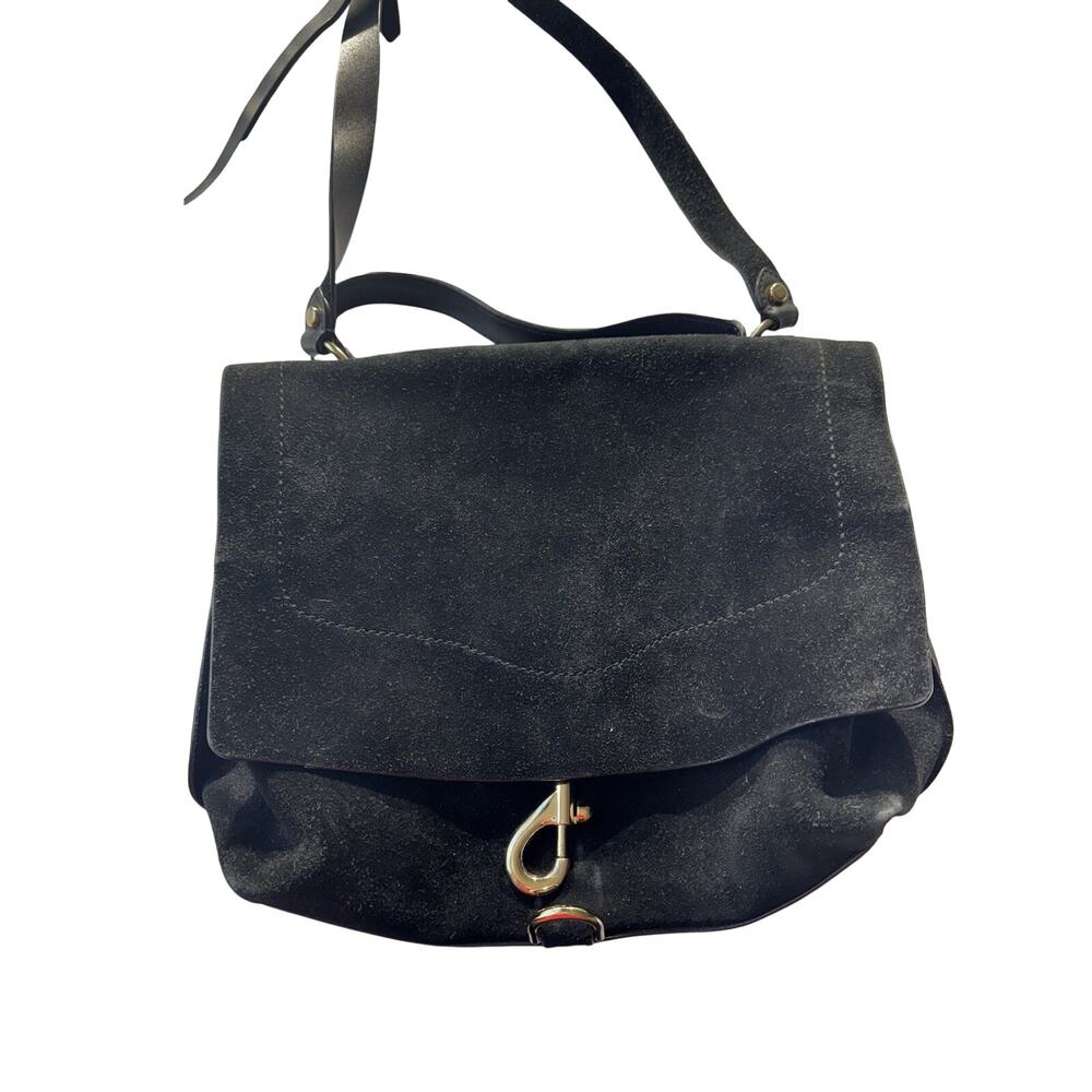 Rebecca Minkoff Stella Black Leather Suede Bag Boho Chic Neutral Earthcore‎